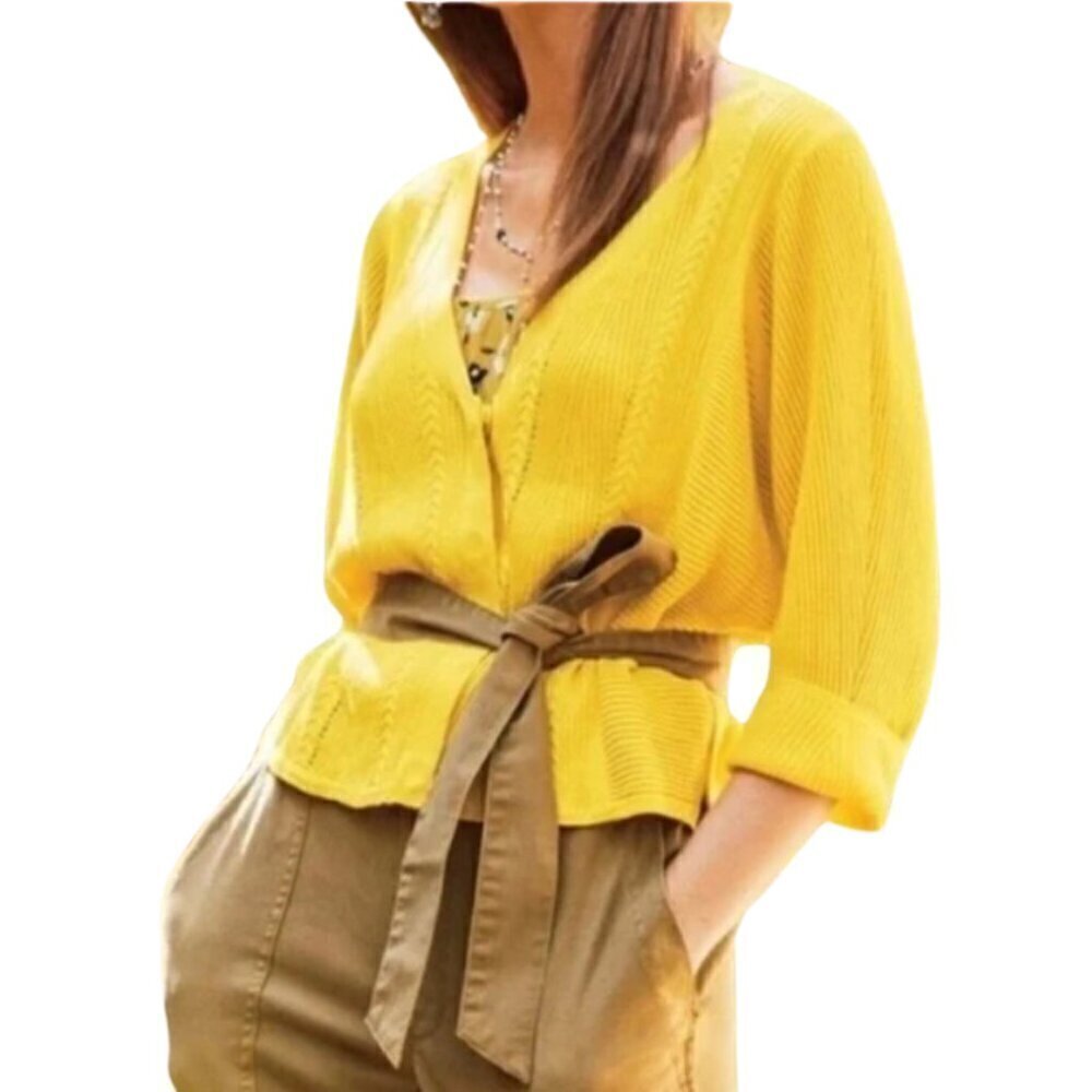 Cabi Sunny Sweater in Blazing Yellow Sz XS